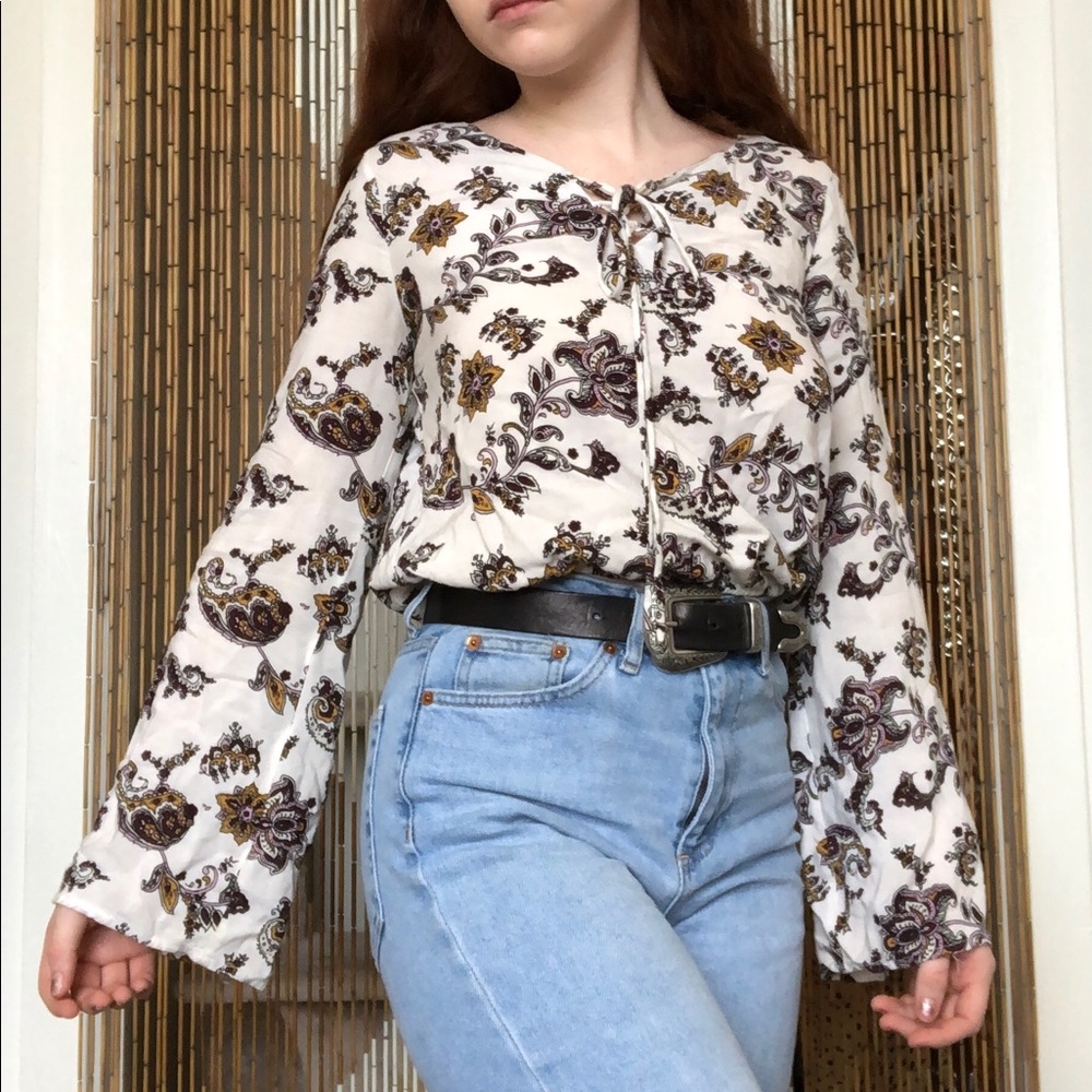 Flowy Tie Front Blouse